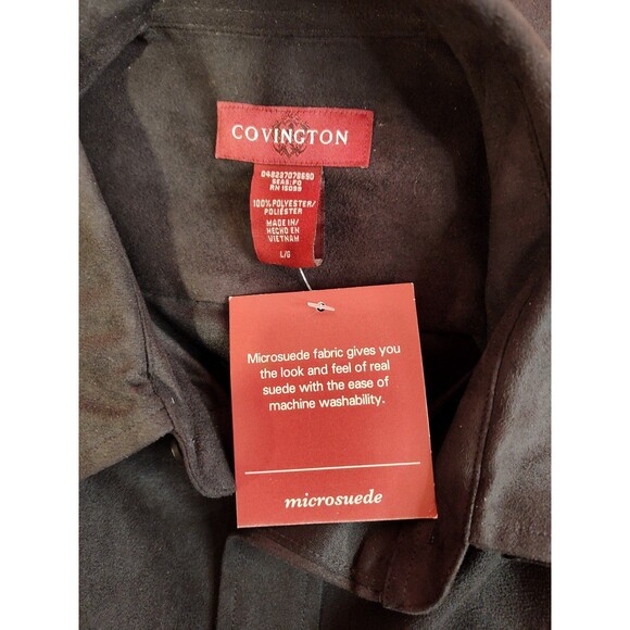 Men's Covington Long Sleeve Microsuede Button Down Shirt Black Large - Picture 3 of 3